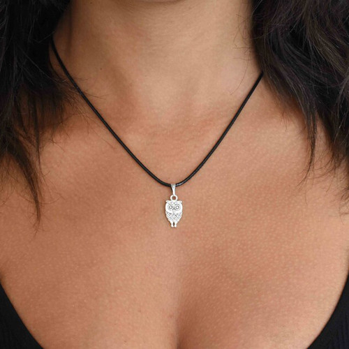 Collana gufo argento ciondolo - argento,