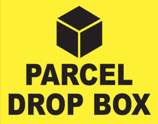 Cartello Avviso Pacchi Drop Box Foamex Rigido PVC Insegna O Adesivo Decalcomania