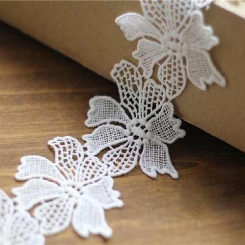 Dentelle fleur applique blanc - dentelle,