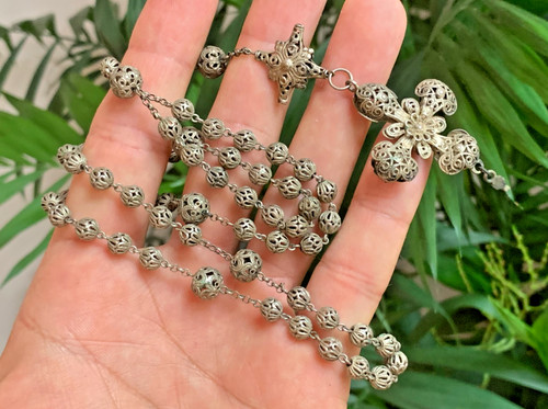 Collana rosario croce perle