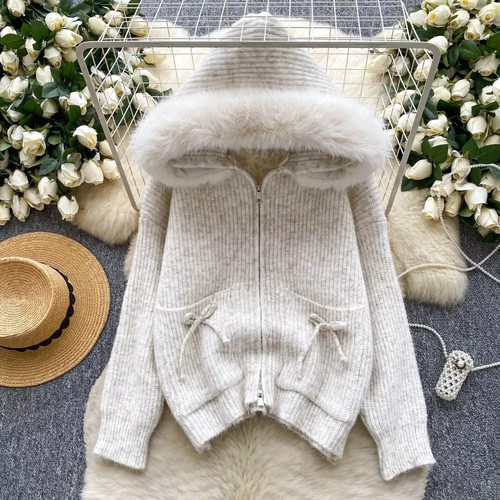 Maglione cappuccio pelliccia - maglione,