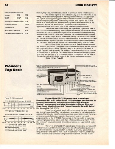 Vintage pioneer f1250 - vintage, ct-f1250