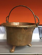 Antico secchio in rame con 3 piedi lavorati inizio 900 paiolo pentola