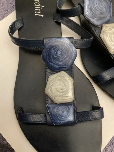 Ciabatte pelle cuoio blu - ciabatte,