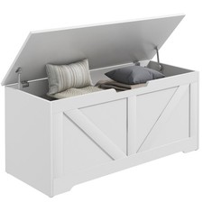 HOMCOM Cassapanca in Legno Contenitore Capacità 127L, 100x40x45cm, Bianco