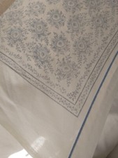 Lenzuolo sopra vintage sintetico fiori blu bianco pois 272x239 telo divano