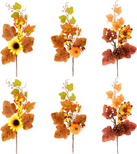 Bouquet Di Fiori Artificiali Autunnali 6 Rami Di Foglie D'Acero Artificiali Con 