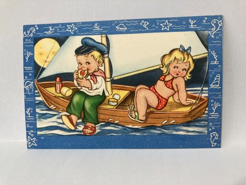 Cartolina bambini mare - cartolina,