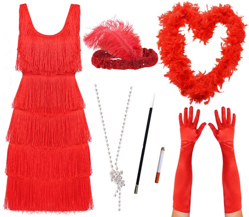 Costume deluxe rosso flapper - deluxe,