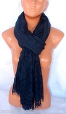 new Elegante SCIARPA STOLA Foulard con pizzo,Donna coprispalle cotone,blu not