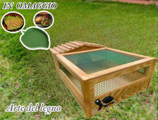TERRARIO CON CASETTA PER TARTARUGHE  DI TERRA 83x52x28LEGNO TRATTATO PER ESTERNO