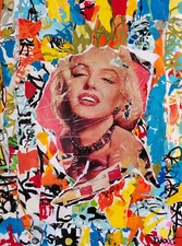 Dr. LOVE Marilyn Monroe Pop Art 40x30cm - Omaggio a Mimmo Rotella Tecnica Mista