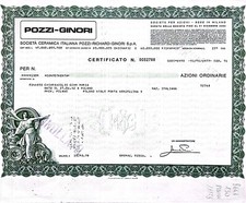 MILANO 1978 * POZZI-GINORI  AZIONE ORIGINALE E MOLTO BEN CONSERVATA * AUTENTICA