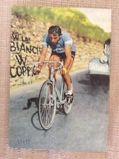 CARTOLINA CICLISMO FAUSTO COPPI CON DIVISA SQUADRA BIANCHI