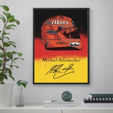 Schumacher Ferrari Helmet Casco Idea Regalo Autografo Cornice stampa poster F1