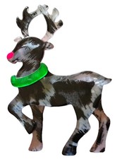 SPILLA moderna acrilica fatta a mano 3D naso rosso renna cervo regalo di Natale BN 