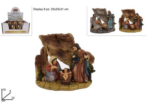 Presepe natività con tronco - presepe,