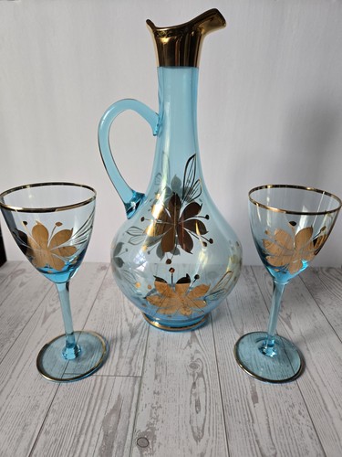 Set decanter vetro blu - decanter,