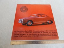 BROCHURE DEPLIANT ORIGINALE 1965 SAAB 850 MONTE CARLO IN FRANCESE MONOPAGINA