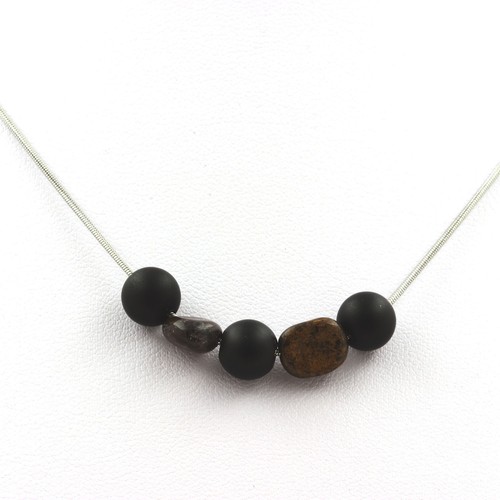 Collana perle onice - nero, opaco