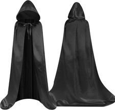 Mantello Nero Con Cappuccio