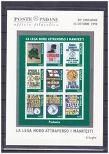 Francobolli Erinnofili 1998 Poste Padane Foglietto Manifesti