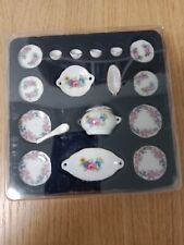 MINIATURA Servizio Ceramica Caffè Tè The Piatti Vassoio Zuppiera Dolls' House