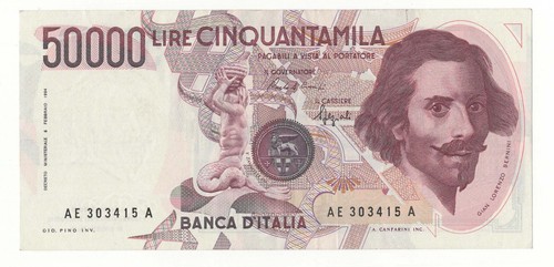 50000 lire bernini - bernini, tipo