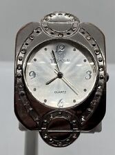 TERNER Ladies Watch New Battery Statement Large Iced Dial Slim Leather Strap