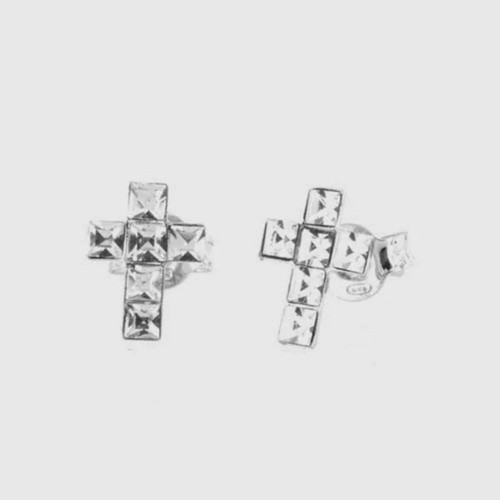 Orecchini croce con cristalli - orecchini,