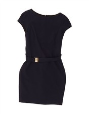 ZARA Vestito donna bodycon UK 12 blu navy medio BV03
