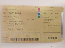 Ticket U2 biglietto Concerto 360° italian Tour 2009  Bono Vox 