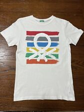 BENETTON Boys Graphic T-Shirt Top 11-12 Years 2XL Bianca