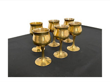 Set di 6 piccoli calici in ottone, decorazioni floreali, realizzati in India