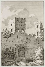 B. OVERBEKE (1660-1705), Porta Metronia (?) a Roma, 1709, ruota. Classicismo