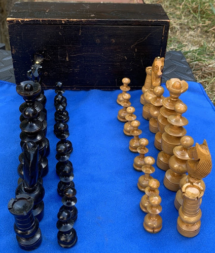 Antico set scacchi - , legno