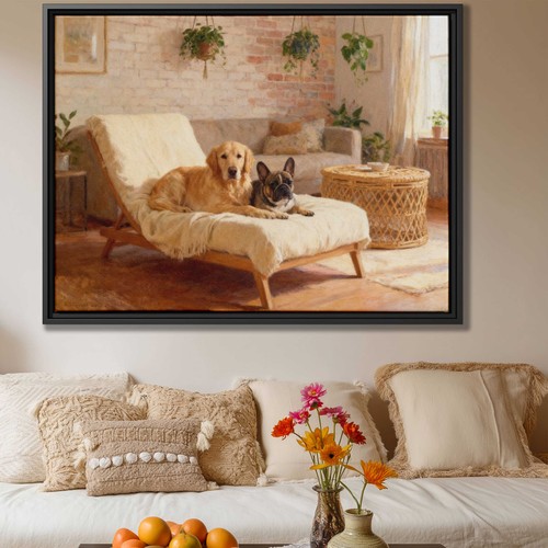 Oil painting dogs golden - painting,