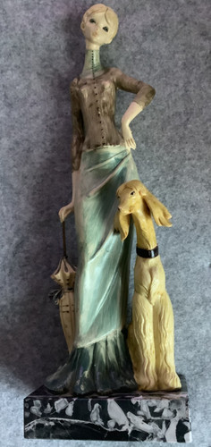 Women with dog - dog, marble