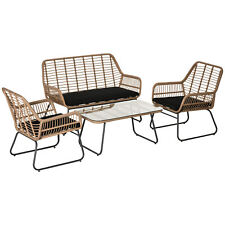 Outsunny Set Mobili da Giardino Stile Boho Rattan PE 2 Poltrone Divano Tavolino