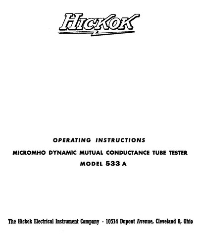 Hickok 533a tester - per, tubi