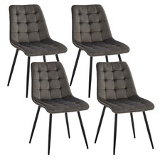 Set di 4 sedie da sala da pranzo soggiorno imbottite Grigio