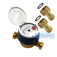 Contatore acqua fredda 1/2 quadrante asciutto girevole 8 rulli Italy + raccordi