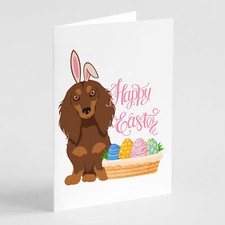 Dachshund Longhair Chocolate Tan Easter Cards Envs Pack of 8 WDK4999GCA7P