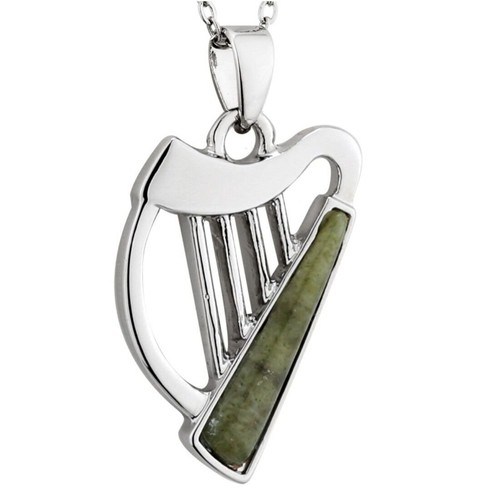 Rhodium plated green connemara - rhodium,