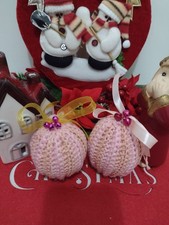 Palline Di Natale All'uncinetto Colore Rosa 