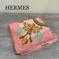 Sciarpa Hermes Grelots Plumes rosa 33,9 pollici buone condizioni