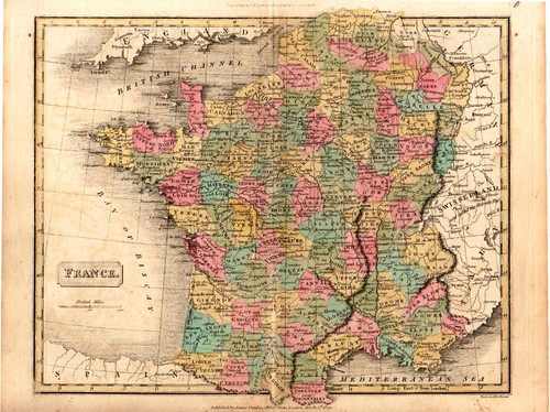 Mappa francia incisa per evans - incisa,