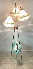 LAMPADA DA TERRA VINTAGE ANNI 50 PORTA RIVISTE OTTONE 3 LUCI DESIGN PIANTANA