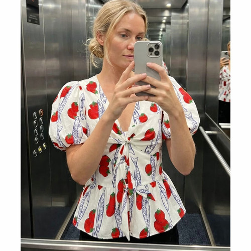 Zara camicia stampata pomodoro