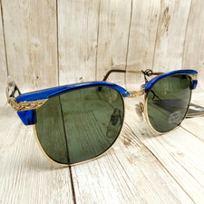 Occhiali da sole UV VINTAGE Riviera Eyewear blu chiaro oro 2838 - NUOVI, VECCHIO MAGAZZINO NUOVI SENZA ETICHETTE